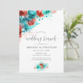 ターコイズとコーラル熱帯フローラ結婚ズブランチ 案内状 (スタンド正面)