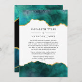 ターコイズとゴールドのアゲートを使用した結婚式のゲストリスト縮小のお知らせ 案内状 (正面/裏面)