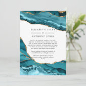 ターコイズとゴールドのアゲート 結婚式 減ったゲストリスト 案内状 (スタンド正面)