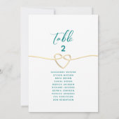 ターコイズとゴールドのウェディング シーティング チャート (裏面)