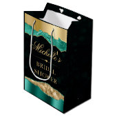 ターコイズとゴールドのグリッター ティアーズ ボケ ブライズシャワー ミディアムペーパーバッグ (正面アングル)