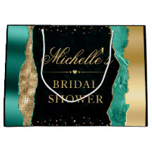 ターコイズとゴールドのグリッター ティアーズ ボケ ブライダルシャワー