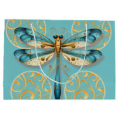 ターコイズとゴールドのトンボ ラージペーパーバッグ (裏面)