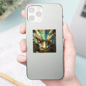 ターコイズとゴールドのドラゴンの神秘 シール (スマートフォン)