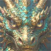 ターコイズとゴールドのドラゴンの神秘 シール (正面)