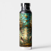 ターコイズとゴールドのドラゴン顔 ウォーターボトル (左面)