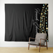 ターコイズとゴールドのマイルストーン誕生日パーティーバナー タペストリー (インサイチュ(横))