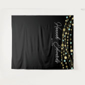 ターコイズとゴールドのマイルストーン誕生日パーティーバナー タペストリー (正面(横))