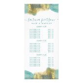 ターコイズとゴールドのモダンアート ウォーターカラーインク価格 ラックカード (正面)