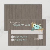 ターコイズとゴールドのルースチックバーン フローラル レスポンス (正面/裏面)