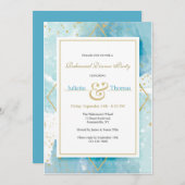 ターコイズとゴールドの招待状 招待状 (正面/裏面)