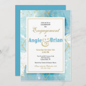 ターコイズとゴールドの招待状 招待状 (正面/裏面)