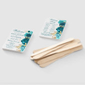 ターコイズとゴールドの花のウェディング ハンドファン (組立なし)