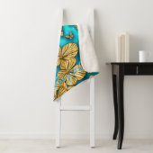 ターコイズとゴールドの花の名前カスタマイズ シェルパブランケット (インサイチュ)