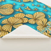 ターコイズとゴールドの花の名前カスタマイズ シェルパブランケット (3/4)