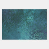 ターコイズとゴールドの花柄ラッピングシート ラッピングペーパーシート (正面3)