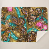 ターコイズとゴールドの蝶の名前 シェルパブランケット (正面(横))
