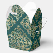 ターコイズとゴールドの鉄工装飾パターン フェイバーボックス (オープン)