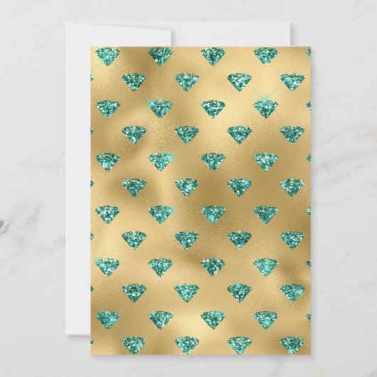 ターコイズとゴールドの60周年結婚記念日 招待状 (裏面)