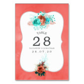 ターコイズとサンゴの水色フローラテーブル番号 テーブルナンバー (裏面)