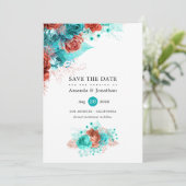 ターコイズとサンゴグリッターフローラ結婚ズ セーブザデート (スタンド正面)