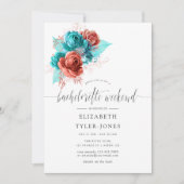 ターコイズとサンゴバチェロレッテ週末の日程 招待状 (正面)