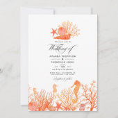 ターコイズとサンゴビーチ結婚式写真 招待状 (正面)