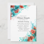 ターコイズとサンゴフローラバーチャルベビーシャワー 招待状 (正面)