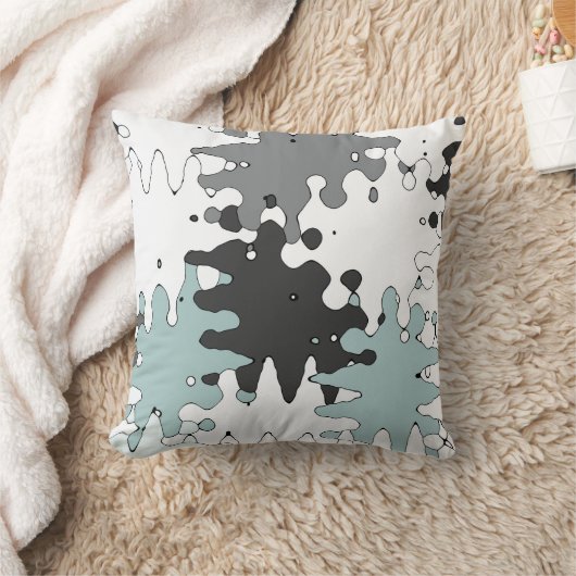 ターコイズとサンゴユニーク模様 クッション (ブランケット)