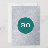 ターコイズとシルバーのグリッターサプライズパーティーの誕生日 招待状 (裏面)