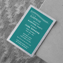 ターコイズとシルバーのグリッターサプライズパーティーの誕生日