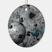 ターコイズとシルバーマンデルブロット装飾 セラミックオーナメント (左)