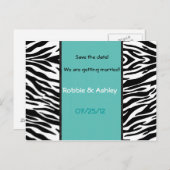 ターコイズとゼブラストライプ日付のはがきを保存 案内ポストカード (正面/裏面)