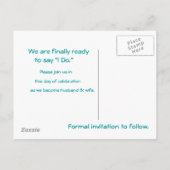 ターコイズとゼブラストライプ日付のはがきを保存 案内ポストカード (裏面)