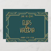 ターコイズとタキシードでお届けする、特別な日のお知らせ セーブザデート (正面/裏面)