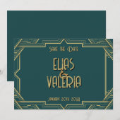 ターコイズとタキシードでお届けする、特別な日へのご案内 セーブザデート (正面/裏面)