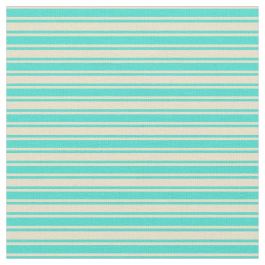 ターコイズとタンラインパターン ファブリック (クローズアップ)