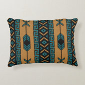 ターコイズとタン南西部の部族パタアステカーン アクセントクッション (正面)
