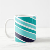 ターコイズとダークブルーストライプのコーヒーマグ コーヒーマグカップ (左)