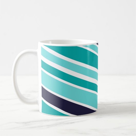 ターコイズとダークブルーストライプのコーヒーマグ コーヒーマグカップ (左)