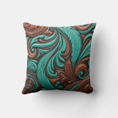 ターコイズとチョコレートツールの西のパターン クッション (裏面)