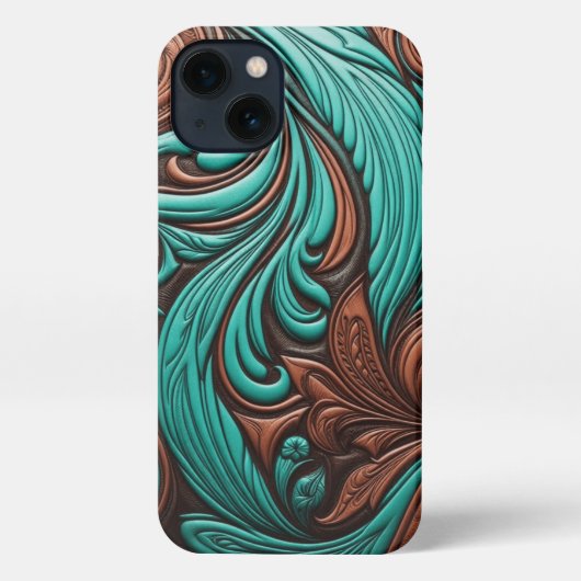 ターコイズとチョコレートツールの西のパターン iPhoneケース (裏面)