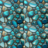 ターコイズとティール(緑がかった色)の黄金色のアウトライン付き石 タイル