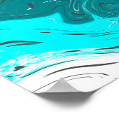 ターコイズとティール(緑がかった色)マーブルフルードアート ポスター (角)