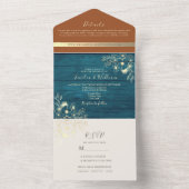 ターコイズとテラコッタのウェディング オールインワン招待状 (内側)
