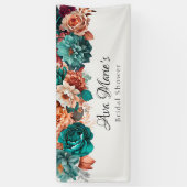ターコイズとテラコッタの芍薬 ブライダルシャワー 横断幕 (縦)