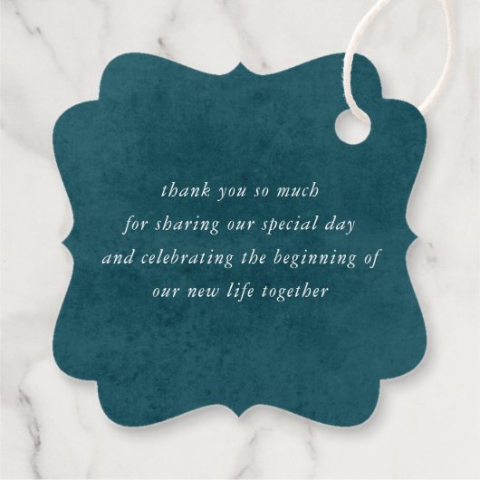 ターコイズとテラコッタの花のウェディングサンクス フェイバータグ (裏面)