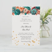 ターコイズとテラコッタピオ結婚ニーお祝い 招待状 (スタンド正面)