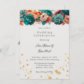 ターコイズとテラコッタピオ結婚ニーお祝い 招待状 (正面/裏面)