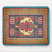 ターコイズとバラレッドカザックオリエンタルラグデザイン マウスパッド (正面)